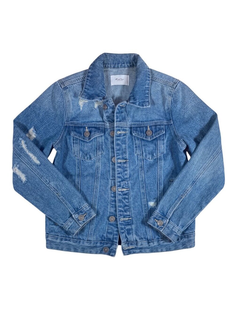 KanCan Distressed Denim Jacket Medium Wash Jean Jacket Size XS